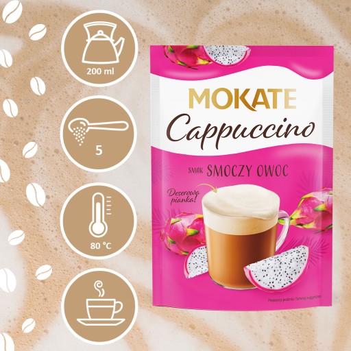 Кофе сладкий капучино Dragon Fruit десертная пенка без эспрессо-машины 40г Мокате