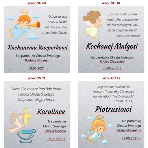 Srebrny Obraz Aniołek na Chrzest dla Dziewczynki Aniele Boży... z Grawerem