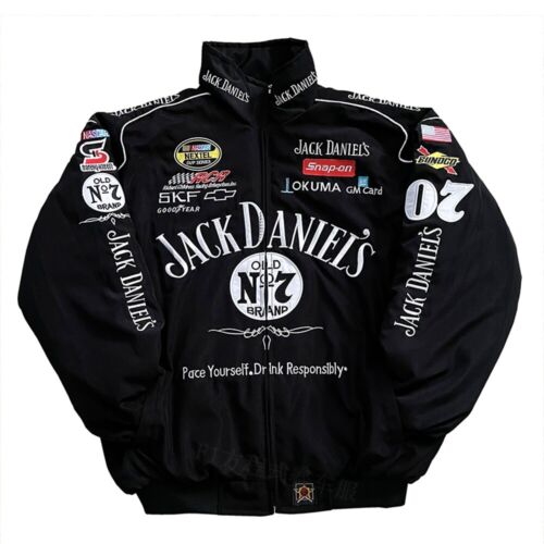 Весенняя куртка Jack Daniels Motorcycle Racing, с вышивкой, на хлопковой подкладке