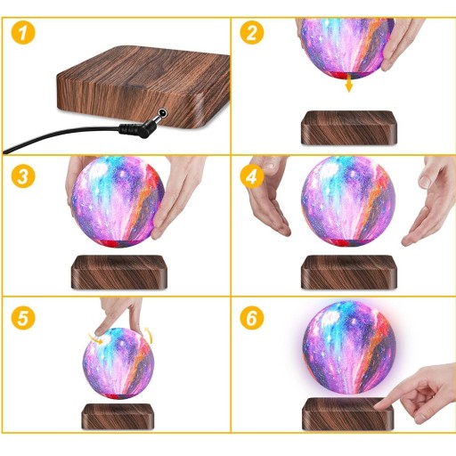 НАСТОЛЬНАЯ ЛАМПА «ЛЕВИТИРУЮЩАЯ ЛУНА» 3D-ПЕЧАТАННАЯ RGB С ДИСТАНЦИОННЫМ УПРАВЛЕНИЕМ