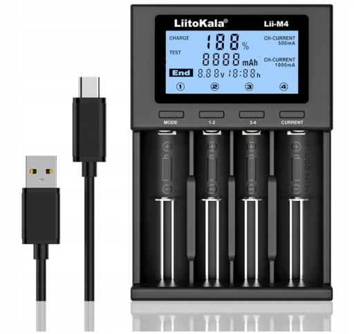 Ładowarka akumulatorów LiitoKala Lii-M4 Li-Ion AA