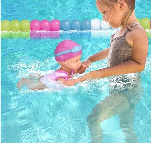 LALKA BOBAS DO WODY PŁYWAJĄCA STRÓJ CZEPEK 33 cm