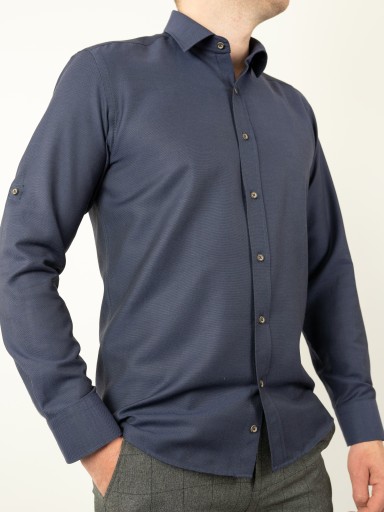 Элегантная мужская рубашка CASUAL SLIM NAVY BLUE XL