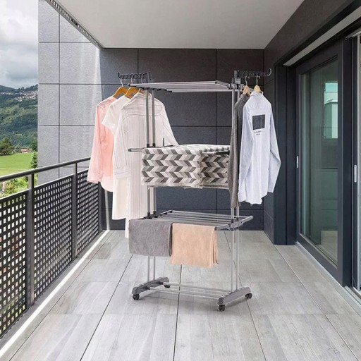 SUSZARKA NA PRANIE STOJĄCA PIONOWA SKŁADANA XXL NA BIELIZNĘ UBRANIA BALKON
