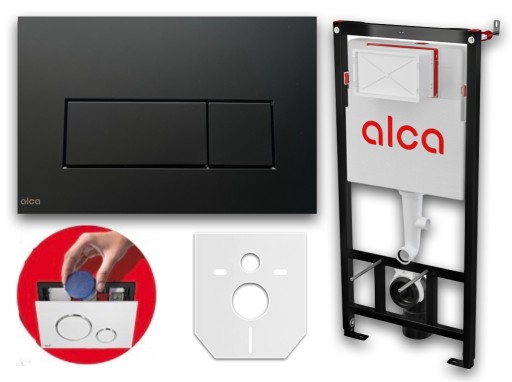 Комплект каркаса скрытого унитаза ALCAPLAST с кнопкой MAT BLACK для унитаза