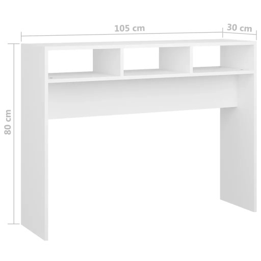 Стол-консоль, белый, 105х30х80 см, ДСП