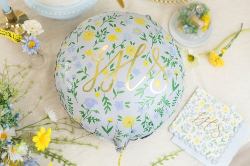 BALON FOLIOWY KWIATUSZKI IHS 45CM KOMUNIA-0871