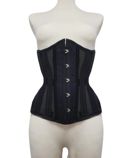 Czarny gorset UNDERBUST wiązany gorset modelujący METALOWE FISZBINY 3XL