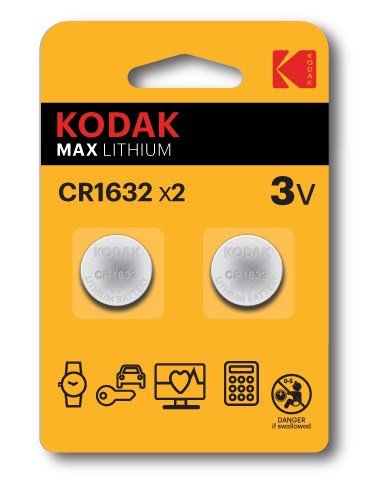 ЛИТИЕВЫЕ БАТАРЕИ KODAK MAX CR 1632 В БЛИСТЕРЕ Х 2 ШТ.