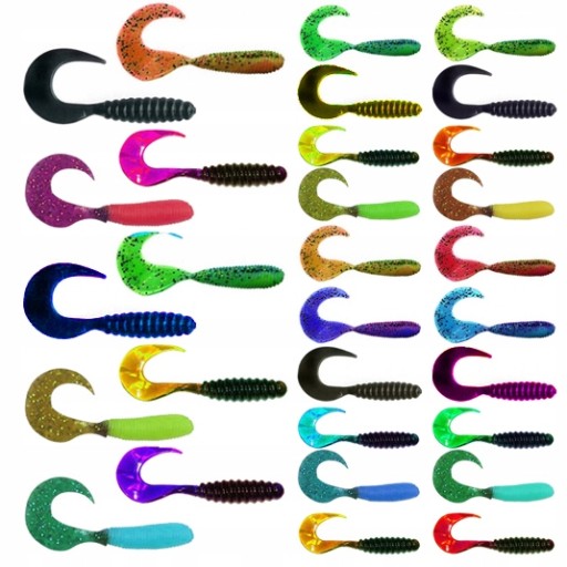 ZESTAW PRZYNĘT 75szt TWISTER 10cm 7cm 4cm PRZYPONY GŁÓWKI jigowe SPINNING