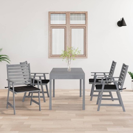 vidaXL Садовые стулья с подушками, 4 шт, массив акации