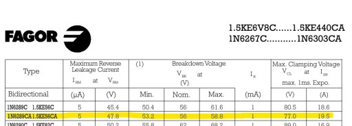 1.5KE56CA TVS переходной диод 56В двунаправленный 1500Вт 1N6289CA ___ [2шт]