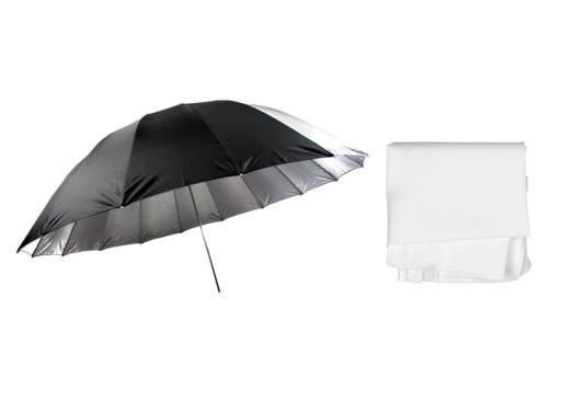 PRO PARASOL STUDYJNY SREBRNY 180cm 185cm Z DYFUZOREM WŁÓKNO SZKLANE