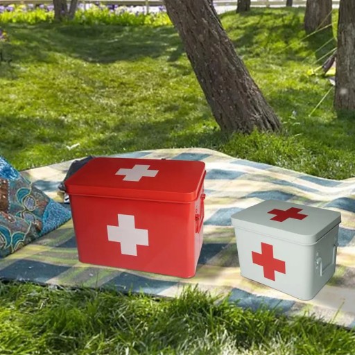 Survival Medicine Storage Box Portable Handle First-aid Kit Metal First