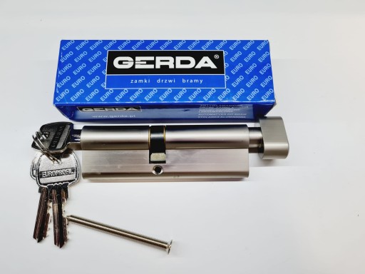 Дверной цилиндр с ручкой Gerda 55/35 никель Комплект из 3 ключей для замка Прочный