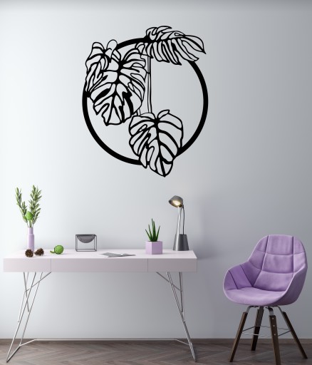 Dekoracja do salonu MONSTERA nad kanapę LIŚCIE 3D A248 70x58