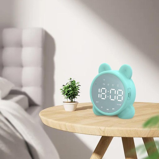 Bezprzewodowy budzik z głośnikiem Bluetooth, zielony