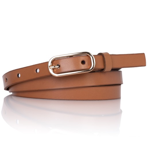 Ремень RUDY узкий кожаный GOLD BUCKLE тонкий 1,5 мм