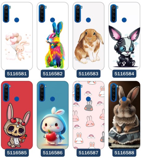 Etui do Xiaomi Redmi Note 8T Wzory Królik Zając Bunny Śmieszne Słodkie