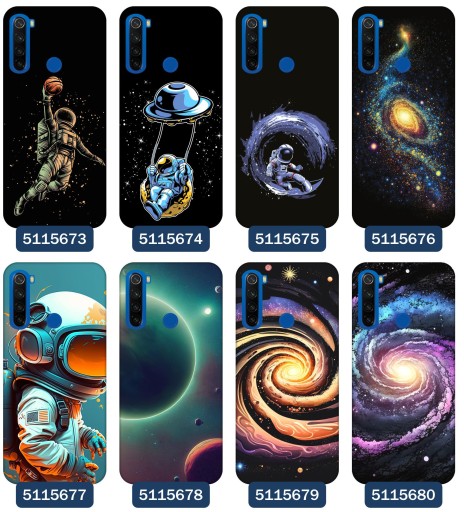 Etui do Xiaomi Redmi Note 8T Wzory Kosmos Ziemia Księżyc Planety Statek UFO