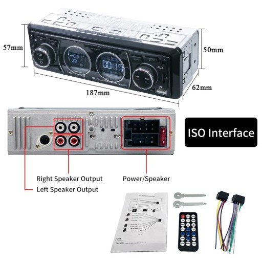 Радио в стиле Автомагнитола Bluetooth 1Din MP3 FM 60Wx4 AUX/USB/TF