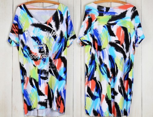 223 СВОБОДНОЕ ПЛАТЬЕ OVERSIZE ЦВЕТЫ МОЗАИКА
