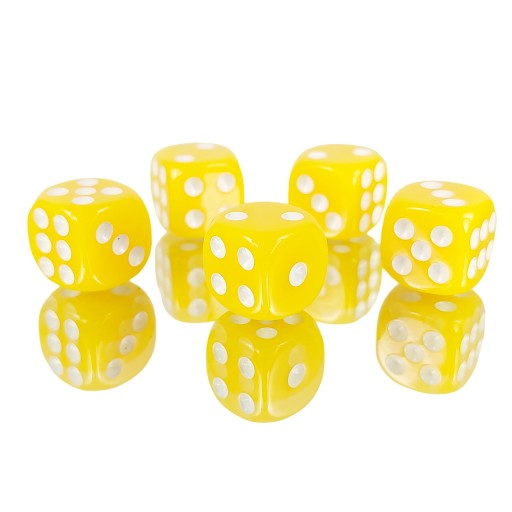 ZESTAW 2 KOSTEK K6 RPG KOŚĆ SZEŚCIOŚCIENNA ŻÓŁTA 1,6 CM