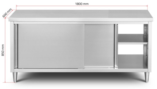 РАБОЧИЙ СТОЛ, ПРОХОДНОЙ ОСТРОВ НЕРЖАВЕЮЩИЙ, ГАСТРОНОМИЧЕСКИЙ ШКАФ INOX, 180см