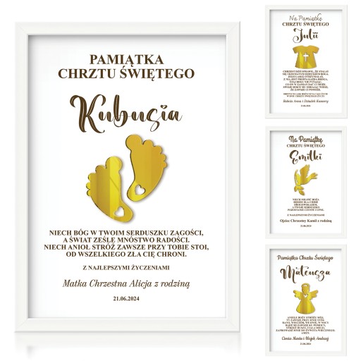 Pamiątka Chrztu Świętego dla Chłopca Dziewczynki Prezent na Chrzest Obrazek