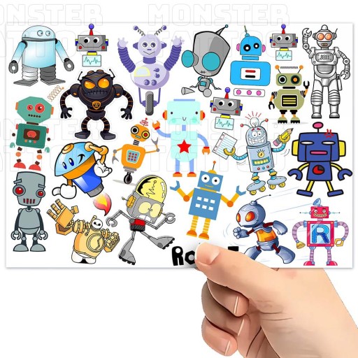 TATUAŻE ZMYWALNE TYMCZASOWE DLA DZIECI DZIECIĘCE ROBOTS WZORY ORYGINALNE