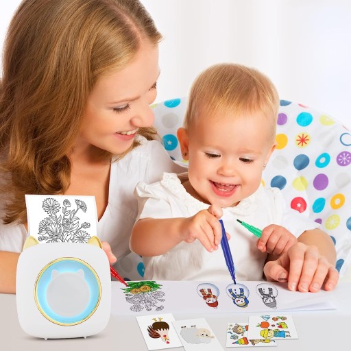 PRZENOŚNA MINI DRUKARKA TERMICZNA DRUKARKA FOTOGRAFICZNA Z SIEDMIOKOLOROWĄ