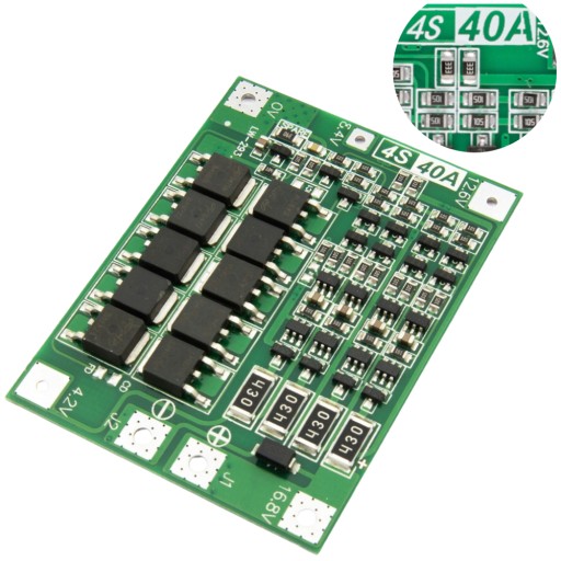 Зарядное устройство Li-Ion BMS 4S 40A 18650 Балансировщик элементов LiPo