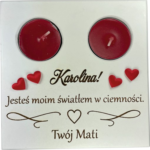 ŚWIECZNIK TEALIGHT WALENTYNKI PREZENT DZIEWCZYNY