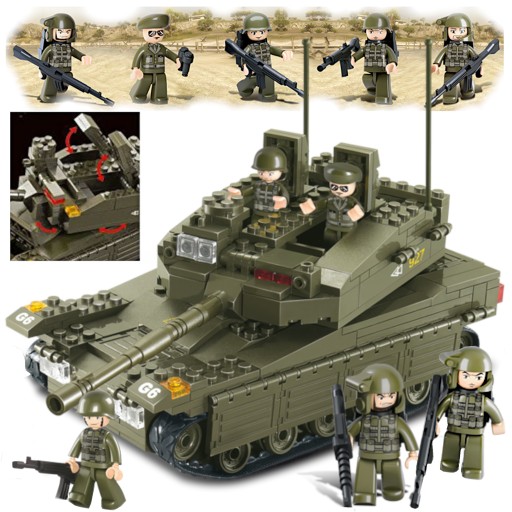 Кирпичи Танк МЕРКАВА РАЗРУШИТЕЛЬ Военный 5 фигурок +2 LEGO ОРУЖИЯ