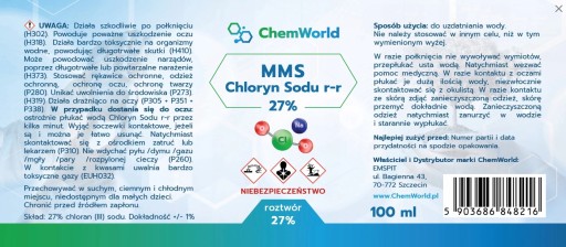 Хлорит натрия Mms r-r 27% NaClO2 100 мл - ChemWorld