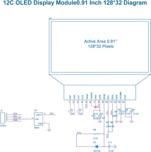 OLED-ЖК-ДИСПЛЕЙ 0,91 дюйма 128x32 I2C ARDUINO