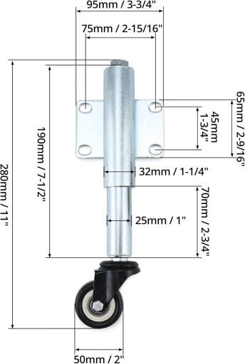 2x ПРУЖИННОЕ КОЛЕСО ДЛЯ МЕБЕЛЬНЫХ ВОРОТ STRONG SOLID 5CM 60KG ПОВОРОТНОЕ