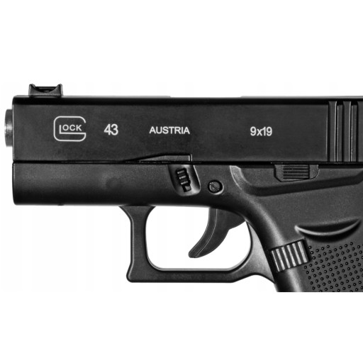 GLOCK 43 МЕТАЛЛИЧЕСКИЙ ШАРОВОЙ ПИСТОЛЕТ ASG, ЧЕРНАЯ ИМИТАЦИЯ ПИСТОЛЕТА