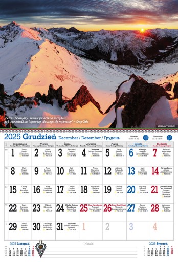 Kalendarz 2025 ścienny 13 planszowy 32x47cm TATRY ŻE HEJ!!! GÓRY