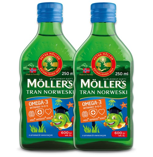 2x масло печени трески Möller's NORWEGIAN, 250 мл, вит. D3 А и Е омега-3