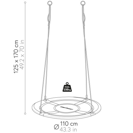 Huśtawka Bocianie gniazdo fotel bujak ogrodowy dla dzieci 100 cm Meteor LED