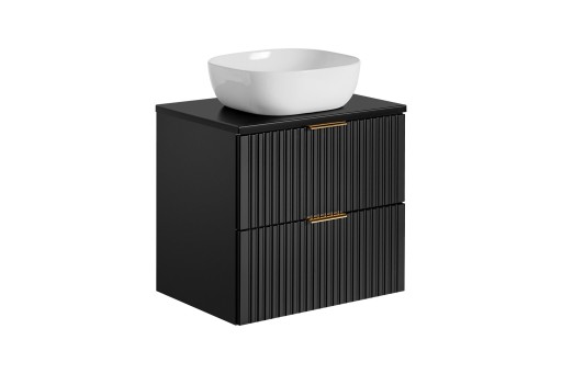 CZARNA SZAFKA ŁAZIENKOWA Z BLATEM 60 CM UMYWALKA