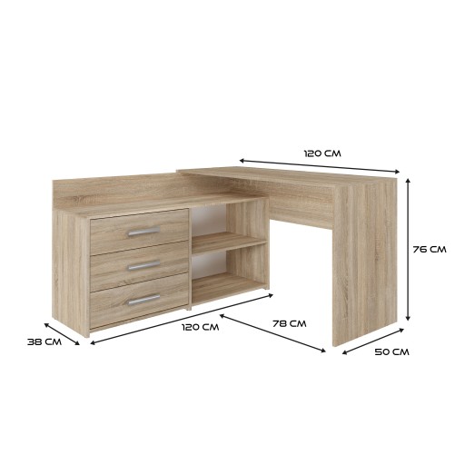 БОЛЬШОЙ КОМПЬЮТЕРНЫЙ УГЛОВОЙ СТОЛ DANY OAK SONOMA
