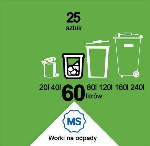 Мешки ПВД ​​60л Рулон 25 шт. Красный