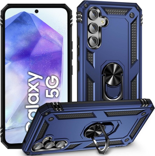 ETUI DO SAMSUNG GALAXY A55 5G PANCERNE WZMACNIANE RING CASE PLECKI + SZKŁO