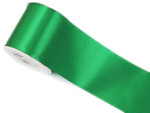 WSTĄŻKA 100mm SATYNOWA tasiemka ZIELONA rolka 50m