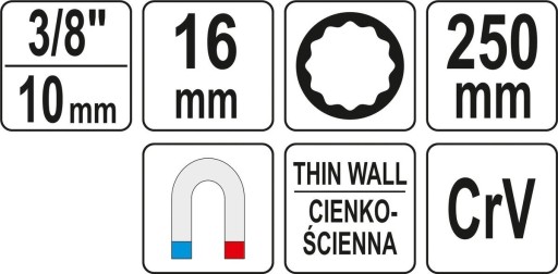 ПОДСВЕЧНИК 16 ММ, ДЛИННЫЙ, 250 мм, 3/8