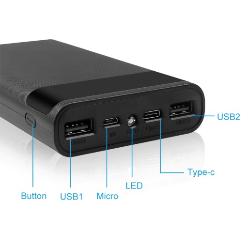 Чехол PowerBank на 6 ячеек 18650 2xUSB Micro USB