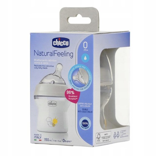CHICCO АНТИКОЛЬКОВАЯ БУТЫЛОЧКА NATURAL FEELING 150 мл