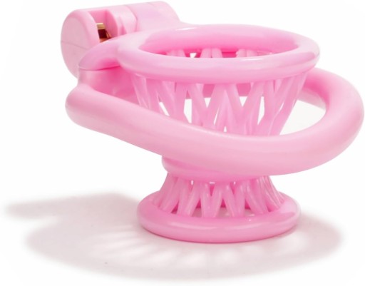 MAŁY RÓŻOWY PAS CNOTY INVERTED CHASTITY CAGE 4 RINGI